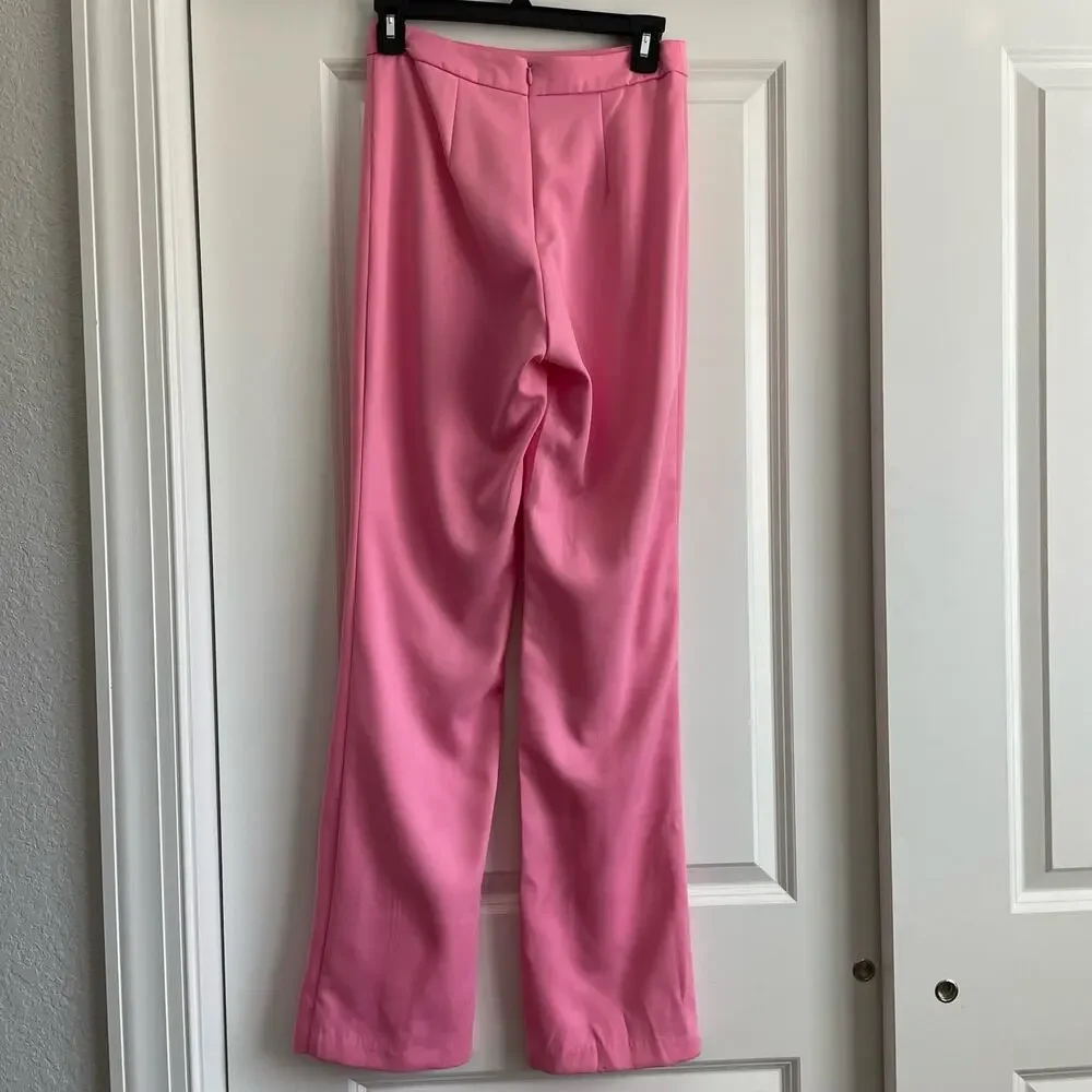 Do+Be Pink Slit Hem Flare Leg Barbiecore Pant Size S - Picture 5 of 12